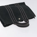 HERMES Fourre Tout PM Hand Bag Canvas Black Gray Silver Auth ti3266-6