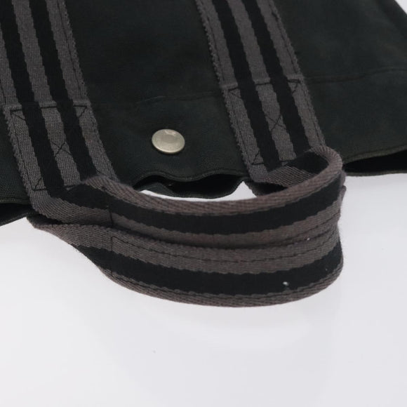 HERMES Fourre Tout PM Hand Bag Canvas Black Gray Silver Auth ti3266