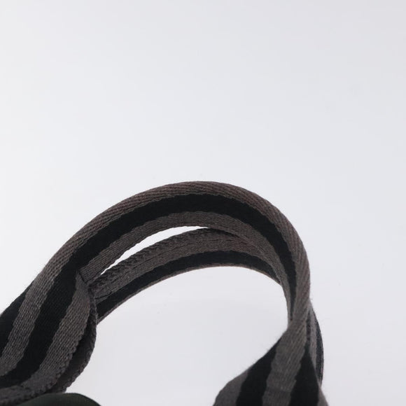 HERMES Fourre Tout PM Hand Bag Canvas Black Gray Silver Auth ti3266