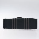 HERMES Fourre Tout PM Hand Bag Canvas Black Gray Silver Auth ti3266-9