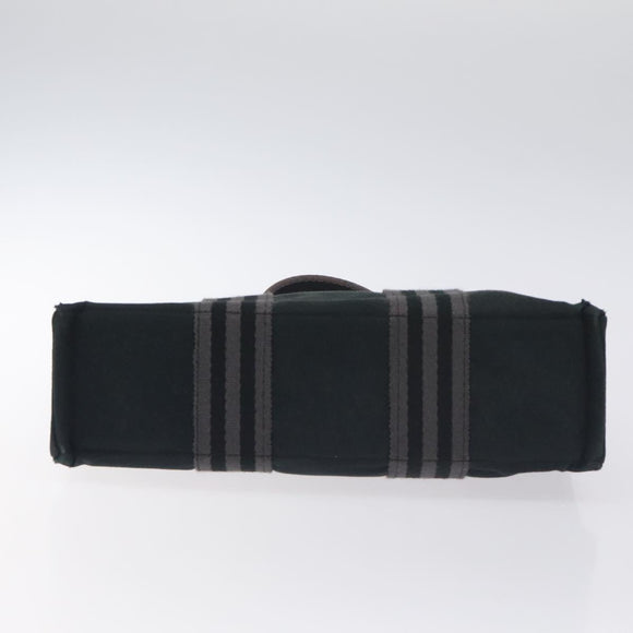 HERMES Fourre Tout PM Hand Bag Canvas Black Gray Silver Auth ti3266