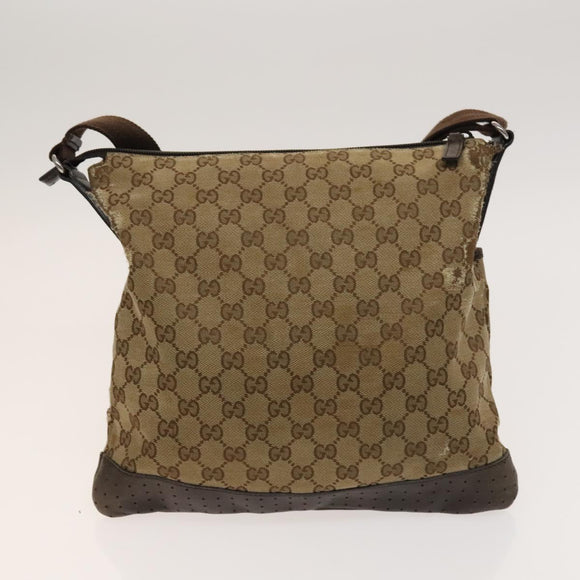 GUCCI GG Canvas Shoulder Bag 3Set Beige Navy Brown Auth ti3267