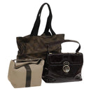 BALLY Fendi Hand Bag PVC Enamel 3Set Black Brown Auth ti3268-1
