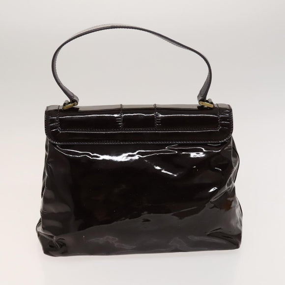 BALLY Fendi Hand Bag PVC Enamel 3Set Black Brown Auth ti3268