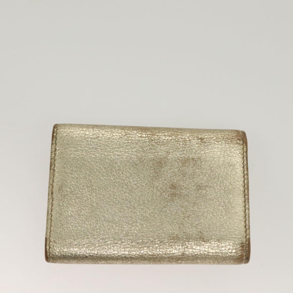 GUCCI GG Canvas Wallet Leather 4Set Black Beige gold Auth ti3271