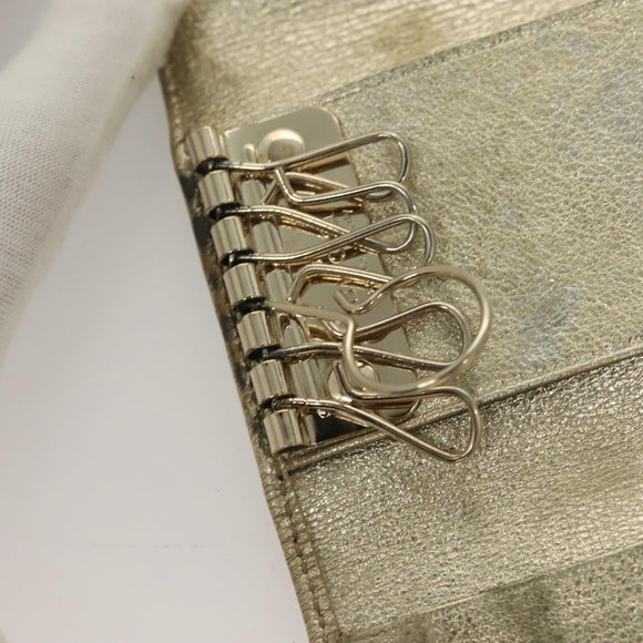 GUCCI GG Canvas Wallet Leather 4Set Black Beige gold Auth ti3271