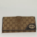 GUCCI GG Canvas Wallet Leather 4Set Black Beige gold Auth ti3271-18