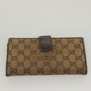 GUCCI GG Canvas Wallet Leather 4Set Black Beige gold Auth ti3271-19