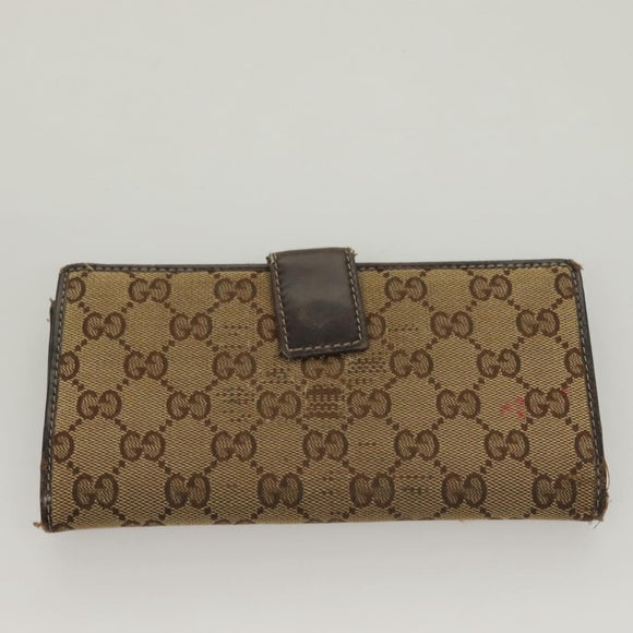 GUCCI GG Canvas Wallet Leather 4Set Black Beige gold Auth ti3271