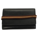 GUCCI GG Canvas Wallet Leather 4Set Black Beige gold Auth ti3271-2