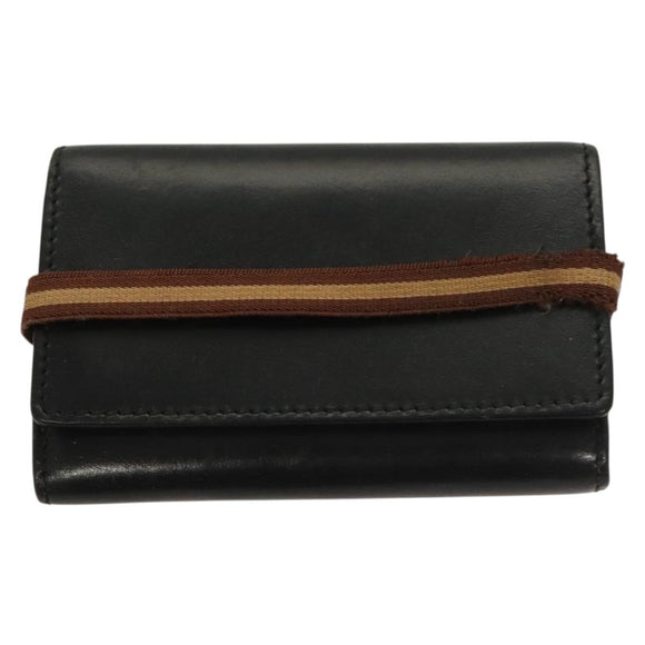 GUCCI GG Canvas Wallet Leather 4Set Black Beige gold Auth ti3271