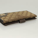GUCCI GG Canvas Wallet Leather 4Set Black Beige gold Auth ti3271-21