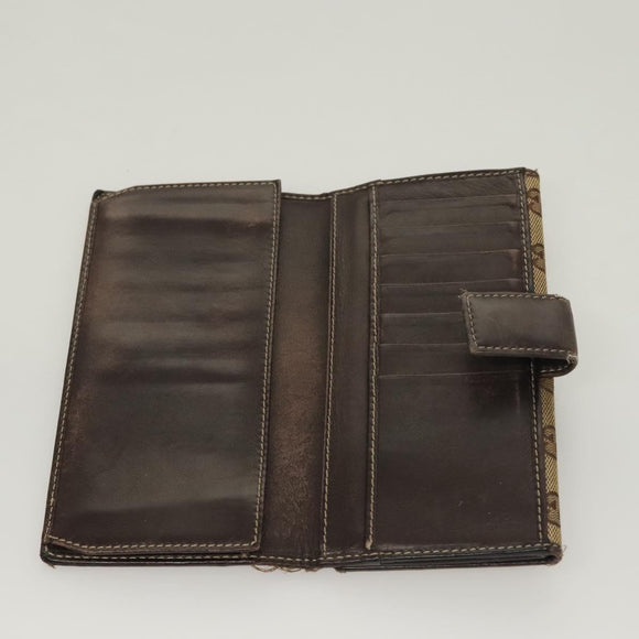 GUCCI GG Canvas Wallet Leather 4Set Black Beige gold Auth ti3271