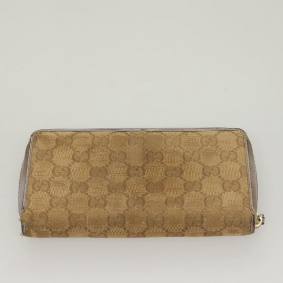 GUCCI GG Canvas Wallet Leather 4Set Black Beige gold Auth ti3271