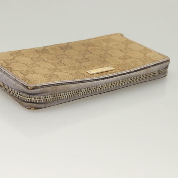 GUCCI GG Canvas Wallet Leather 4Set Black Beige gold Auth ti3271