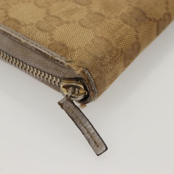 GUCCI GG Canvas Wallet Leather 4Set Black Beige gold Auth ti3271