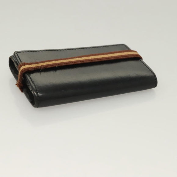 GUCCI GG Canvas Wallet Leather 4Set Black Beige gold Auth ti3271