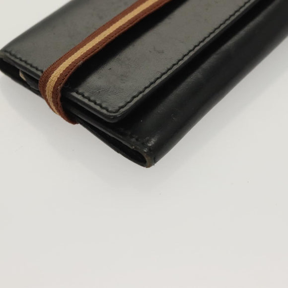 GUCCI GG Canvas Wallet Leather 4Set Black Beige gold Auth ti3271