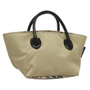 BURBERRY Blue Label Hand Bag Nylon Beige Silver Auth ti3277-1