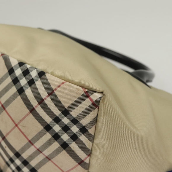 BURBERRY Blue Label Hand Bag Nylon Beige Silver Auth ti3277