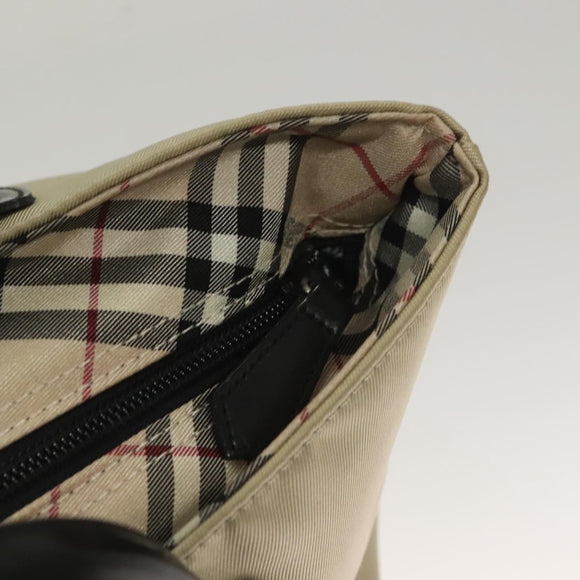 BURBERRY Blue Label Hand Bag Nylon Beige Silver Auth ti3277