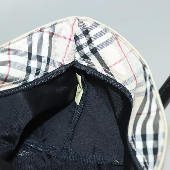 BURBERRY Blue Label Hand Bag Nylon Beige Silver Auth ti3277