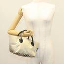 BURBERRY Blue Label Hand Bag Nylon Beige Silver Auth ti3277-19