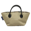 BURBERRY Blue Label Hand Bag Nylon Beige Silver Auth ti3277-2