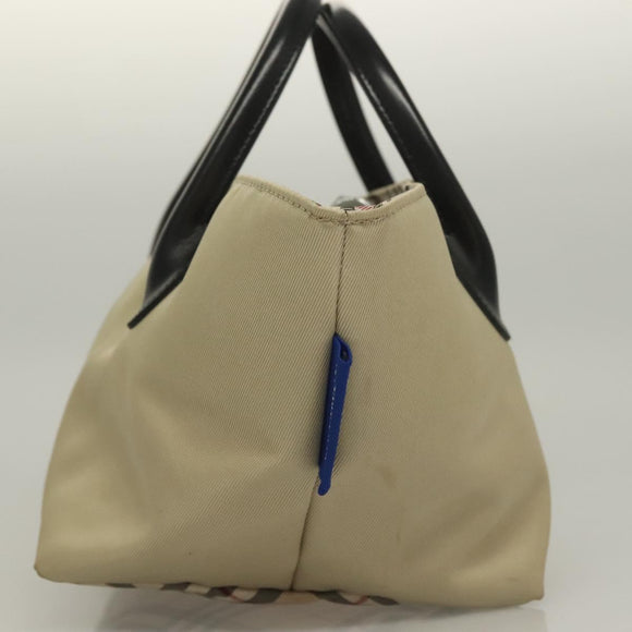 BURBERRY Blue Label Hand Bag Nylon Beige Silver Auth ti3277