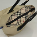 BURBERRY Blue Label Hand Bag Nylon Beige Silver Auth ti3277-6