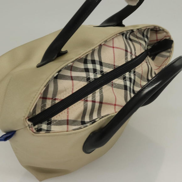 BURBERRY Blue Label Hand Bag Nylon Beige Silver Auth ti3277