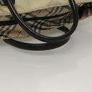 BURBERRY Blue Label Hand Bag Nylon Beige Silver Auth ti3277-7