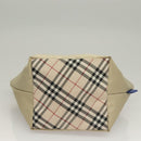 BURBERRY Blue Label Hand Bag Nylon Beige Silver Auth ti3277-5