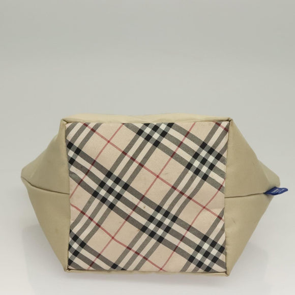 BURBERRY Blue Label Hand Bag Nylon Beige Silver Auth ti3277