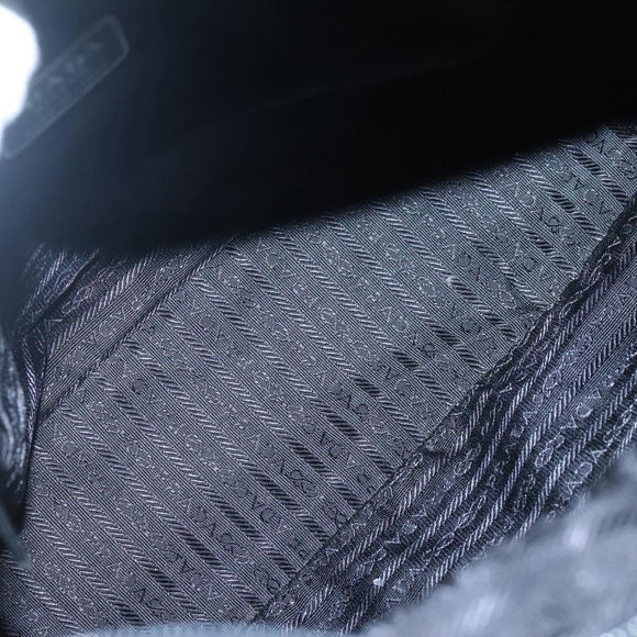 PRADA Tote Bag Nylon Black Silver Auth ti3279