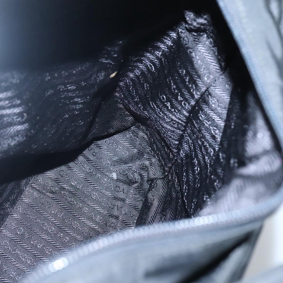 PRADA Tote Bag Nylon Black Silver Auth ti3279