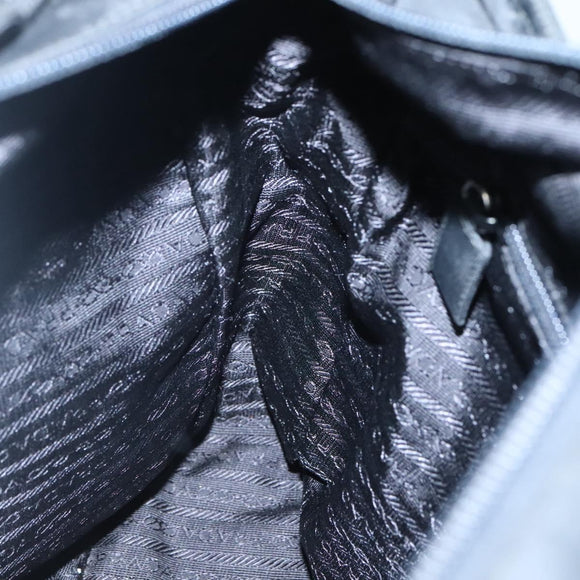 PRADA Tote Bag Nylon Black Silver Auth ti3279