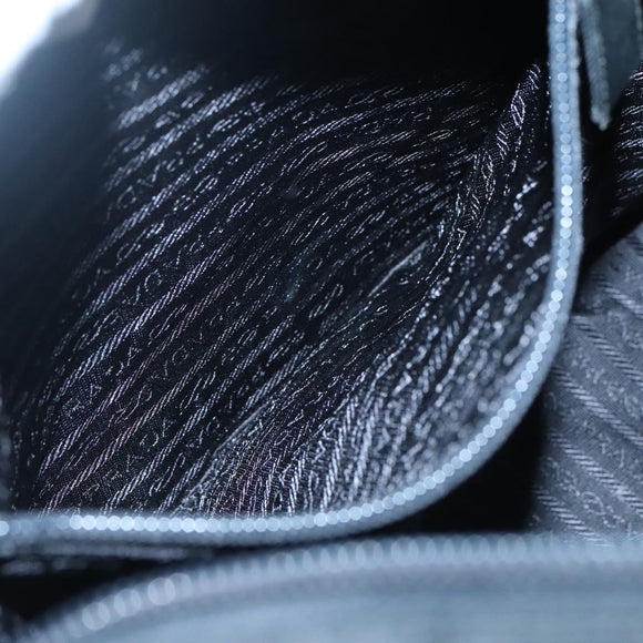 PRADA Tote Bag Nylon Black Silver Auth ti3279