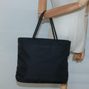 PRADA Tote Bag Nylon Black Silver Auth ti3279-23