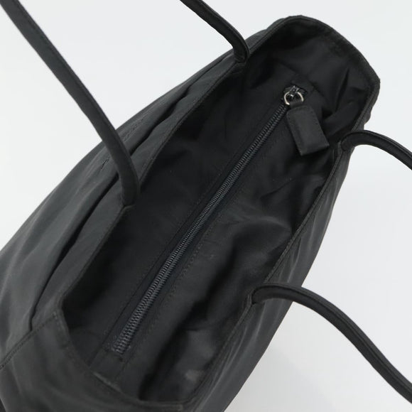 PRADA Tote Bag Nylon Black Silver Auth ti3279
