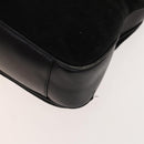 GUCCI Bamboo Shoulder Bag Suede 2way Black Gold 001 2404 16380 Auth ti3280-12