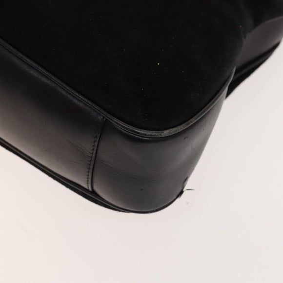 GUCCI Bamboo Shoulder Bag Suede 2way Black Gold 001 2404 16380 Auth ti3280