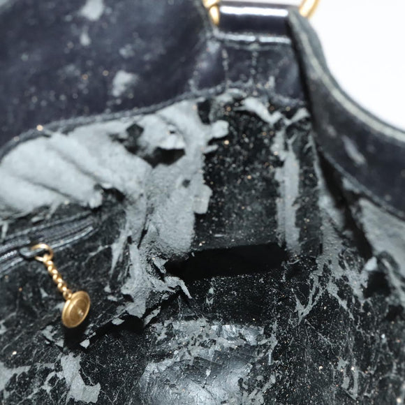 GUCCI Bamboo Shoulder Bag Suede 2way Black Gold 001 2404 16380 Auth ti3280