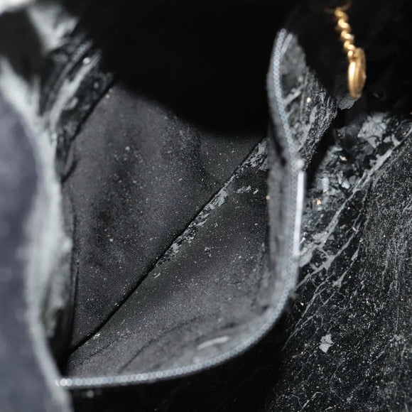 GUCCI Bamboo Shoulder Bag Suede 2way Black Gold 001 2404 16380 Auth ti3280