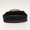 GUCCI Bamboo Shoulder Bag Suede 2way Black Gold 001 2404 16380 Auth ti3280-9