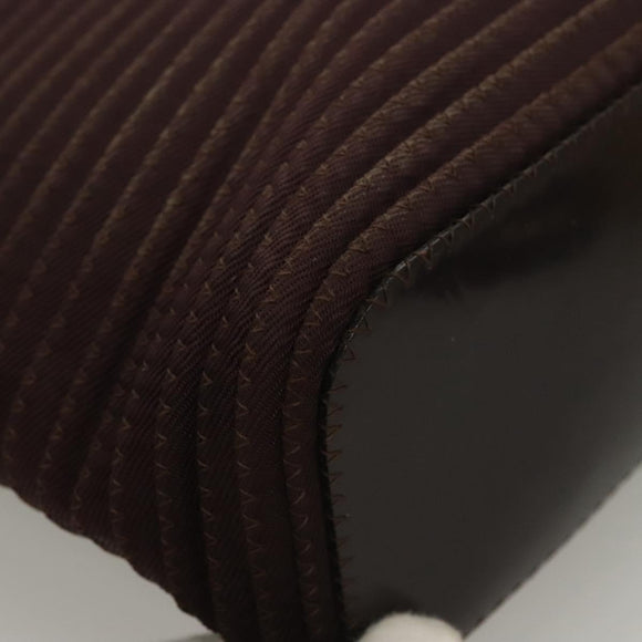 GUCCI Bamboo Hand Bag Nylon 2way Brown Silver 000 1998 0540 Auth ti3282