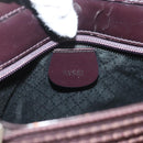 GUCCI Bamboo Hand Bag Nylon 2way Brown Silver 000 1998 0540 Auth ti3282-17