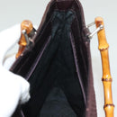 GUCCI Bamboo Hand Bag Nylon 2way Brown Silver 000 1998 0540 Auth ti3282-19