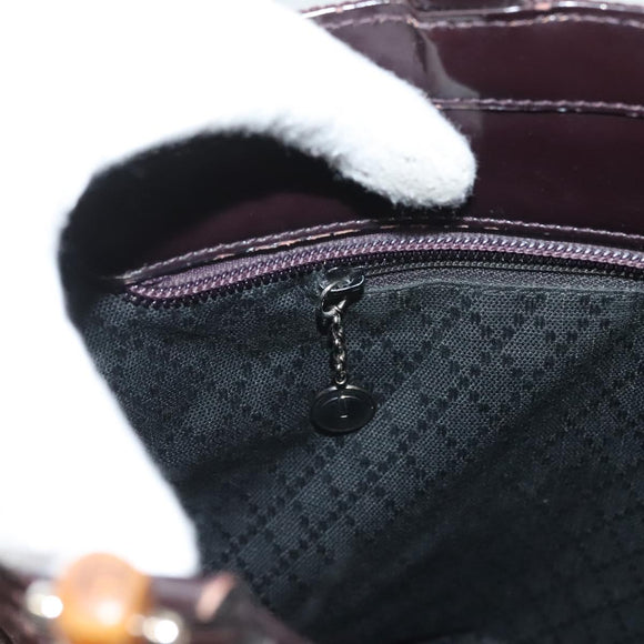 GUCCI Bamboo Hand Bag Nylon 2way Brown Silver 000 1998 0540 Auth ti3282