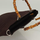 GUCCI Bamboo Hand Bag Nylon 2way Brown Silver 000 1998 0540 Auth ti3282-6